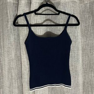 Navy blue ribbed tank top